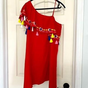 2/$20 Red Tassle one shoulder dress